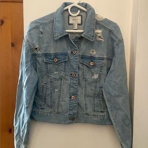 Distressed denim jacket